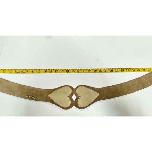 Miu Miu Couture Thick Heart Motif Suede Leather Belt - Picture 5 of 6